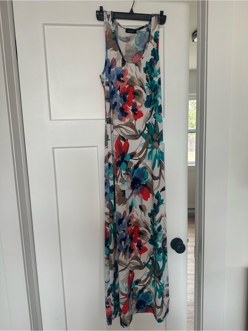 Eclipse Sleeveless Floral Maxi Dress - Teal, Red & Cream